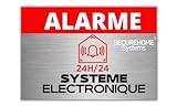 SecureHome Systems - Lot de 8 autocollants fond effet alu dissuasifs vol 8,5x5,5cm - Alarme + Video surveillance - Haute qualité, résistance pluie et UV
