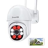 SmartSF PTZ Caméra Surveillance WiFi Extérieure,Vision Nocturne Couleur 3MP Caméra IP WiFi, Détection de Mouvements Humaine Suivi Automatique, Audio Bidirectionnel, Etanche IP66