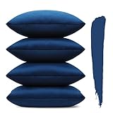Sungeek Lot de 4 Housses de Coussin en Velours, Housse Coussins Decoratif Doux avec Fermeture éclair Invisible Taies d'oreiller de Luxe pour Canapé Chambre Salon (Bleu Roi, 45 x 45 cm)