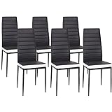 IDMarket - Lot de 6 chaises Romane Noires Bandeau Blanc pour Salle à Manger
