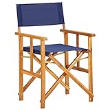 vidaXL Chaise de Metteur en Scène Chaise de Camping Chaise de Jardin Chaise d'Extérieur Plage Terrain de Sport Bleu Bois Massif d'Acacia