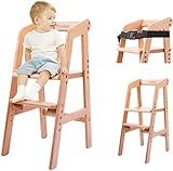 YOLEO Chaise Haute Evolutive en Bois pour bébé, Chaise Enfant Réglable, Fabriqué en bois de hêtre de haute qualité，Avec ceintures de sécurité 1-12 ans jusqu'à 90 kg (Claire)