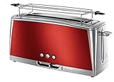 Russell Hobbs Toaster Grille-Pain, Spécial Baguette, Cuisson Rapide, Chauffe Viennoiserie - Rouge 23250-56 Luna