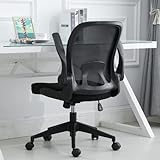 Ahua Chaise de bureau à accoudoirs rabattables, facile à assembler, chaise de bureau en maille respirante, avec coussin épais, rotation à 360 degrés, fonction élévation et bascule, modèle : CY-8002-BB