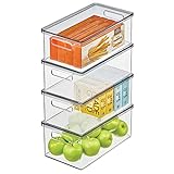 mDesign boîtes de rangement pour réfrigérateur (lot de 4) – boites pour aliments avec couvercle – rangement pour frigo pour la cuisine et le garde-manger – transparent/gris