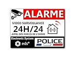 Lot de 8 Autocollants Dissuasifs « Alarme Vidéo Surveillance » Anti cambriolage pour Maison Immeuble Commerce Garage. Stickers Vidéo Surveillance de Qualité Professionnelle (Police)