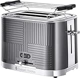 Russell Hobbs Toaster Grille-Pain, 4 Fonctions, Brunissage Uniforme, Température Ajustable, Réchauffe Viennoiseries, Pince - 25250-56 Geo Steel