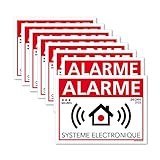 Autocollants dissuasifs Alarme Système électronique, Lot de 8 adhésifs Système Électronique, Stickers Alarme pour vitres - 80 x 60 mm, Adhésif Blanc
