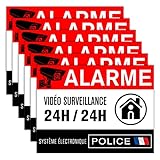 Autocollant alarme maison – Etiquette site sous vidéo surveillance – Stickers, affiche adhesif - 8,5 x 5,5 cm (6)