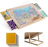 Becko US Planche de puzzle carrée avec support réglable et 4 tiroirs à puzzle avec surface antidérapante, pour puzzles jusqu'à 1500 pièces