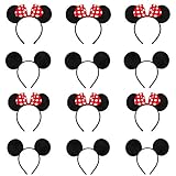 Eterspr 12 Oreilles de Minnie Mouse, Mickey Minnie Bandeaux, Utilisé Pour la Mascarade, Fête D'anniversaire, Soirée, Club de Dessin Animé (Rouge et Noir)