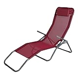 Spetebo Chaise longue de santé avec oreiller - Fuchsia - Extérieur - Tissu plastique - Chaise longue de jardin pliable - Piscine, bain, spa, jardin, balcon, soleil