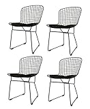 Meubletmoi Lot de 4 chaises fauteuils filaires métal Noir - Design Vintage Moderne - Spy