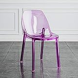 Transparent Acrylique Ghost Chair, Chaise De Salle À Manger Transparente De Mode Empilable, Chaises La Créativité Cristal Transparent pour Chambre à Coucher, Salon, Bureau,Purple