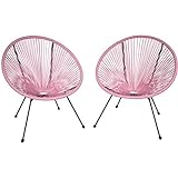 TecTake 2 chaises de Jardin Lot de 2 fauteuils de Jardin extérieur chaises d’extérieur bancs de Jardin – diverses Couleurs (Rose Vif)