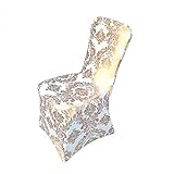 Namvo Lot de 4 housses de chaise en élasthanne et Lycra stretch - Pour fête de mariage, banquet, chaise de salle à manger élastique (blanc et doré)