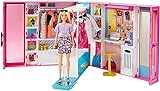 Barbie Fashionistas Le Dressing Deluxe pour poupée, transportable, fourni avec 4 tenues et plus de 25 accessoires, jouet pour enfant, GBK10