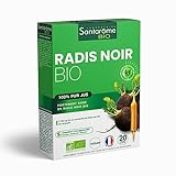 Santarome Bio - Radis Noir Bio | Complément Alimentaire Foie et Digestion | Ballonnements, Digestion Difficile - Plantes Bio - Radis Noir, Bourgeons Frais | 20 Ampoules | Made In France | Végan