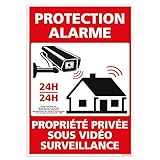 Panneau - Alarme - Propriété Privée sous Vidéo Surveillance - Aluminium 2 mm - Dimensions 150 x 210 mm - Anti-UV