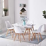 H.J WeDoo Table Salle à Manger Rectangulaire Scandinave Design Bois pour 4 a 6 Personnes Blanche 110 x 70 x75 cm (Table Seulement)