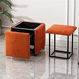 ZYFBD Tabouret empilable 5 en 1 cube avec roulettes, repose-pieds en daim respirant, banc ottoman, canapé cube créatif, orange