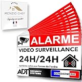 Lot de 10 Autocollants Qualité professionnelle -Alarme Vidéo Surveillance- pour Maison résidence Commerce Garage. Stickers dissuasifs anti cambriolage
