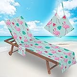 SusggO Serviette de plage Housse de chaise longue de plage 210 x 73 cm - Serviette anti-arène - Grande serviette de plage réglable en microfibre à séchage rapide absorbant Piscine Matelas de plage
