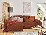 Lisa Design - Garance - canapé d'angle réversible - 4 Places - en Velours côtelé - Terracotta
