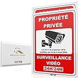 2 panneaux propriété privée vidéo surveillance en PVC 200mm X 150mm fabriqué en France Qualité supérieur- MENZIO CHEF