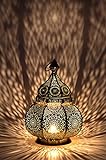 Petite Lanterne marocaine en métal or Ziva 30cm doré | Photophore marocain pour l’extérieur au jardin ou l’intérieur sur la table | Lanternes pour bougie | décoration de maison orientale