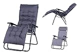 REPLOOD Chaise longue Relax avec coussin rembourré pour jardin tubulaire 22 x 40 cm pour intérieur et extérieur (gris)