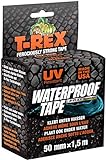 T-Rex Waterproof Tape – Ruban d'étanchéité adhésif 827-00 – Pour les fuites d'eau, piscine et tuyaux – Etanche, résistant et flexible – Dimensions : 50mm x 1,5m – Couleur noir
