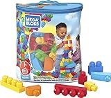 Mega Bloks Sac bleu, jeu de blocs de construction, 80 pièces, jouet pour bébé et enfant de 1 à 5 ans, DCH63