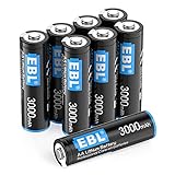 EBL 8 Pack 3000mAh 1.5V Piles au Lithium AA - Volt Constante Haute Performance (Non Rechargeable)