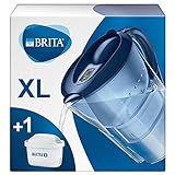 BRITA Carafe filtrante Marella XL bleue + 1 filtre MAXTRA+, réduit le calcaire, le chlore et le plomb pour une eau du robinet plus pure, sans BPA.