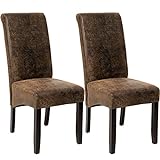 TecTake Lot de 2 chaises de salle à manger 106 cm chaise de salon mobilier meuble de salon - diverses couleurs au choix - (Vieilli/Daim | No. 401596)