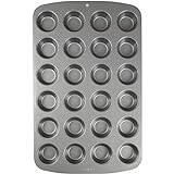 PME CSB111 Moule Anti-adhérent en Acier au Carbone pour 24 Mini Muffins, Acier Inoxydable, Silver, 39.4 x 24.6 x 2.1 cm