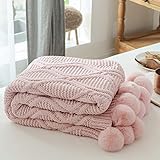 MYLUNE Home Couverture élégante en tricot pour télévision ou sieste sur chaise, canapé et lit, 130 x 160 cm rose bonbon