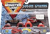 Monster Jam Captain’s Colour-Changing Die-Cast Monster Trucks, 1:64 Scale Official Captain Curse vs. Crushstation Figurine coulée sous Pression avec Changement de Couleur Échelle 1/64, 6058494, Gris