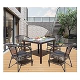 Set de bistrot en rotin avec des chaises de table Rotin Mobilier de jardin Table de jardin et chaises Ensemble de meubles de pelouse familiale extérieurs (4 pièces Table de table)
