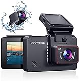 KINGSLIM D4 4K Double Dashcam Voiture avec Wi-FI GPS, Avant 4K / 2.5K Arrière 1080P Caméra de Voiture Embarquée, 170°Grand Angle, Caméra de Bord Écran IPS 3 Pouces, Capteur Sony, Support 256 Go Max