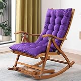 Z-SEAT Chaise Longue Portable Chaise à Bascule en Bambou Chaise inclinable d'extérieur Zero Gravity Pliante réglable avec Coussins Charge maximale 200 kg (Violet)