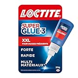 Loctite Super Glue-3 XXL, colle forte grand format pour usages fréquents, colle liquide à séchage immédiat, colle transparente, flacon de colle 20 g
