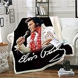 PTNQAZ Couverture chaude d'hiver Elvis Presley pour garçons, filles, enfants, chambre à coucher, canapé, couverture sherpa (simple, 1)