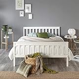 Aspire Beds Atlantic Cadre de lit Shaker en Bois Massif Blanc avec détails en Bois Blanc Petit lit Double 120 x 190 cm