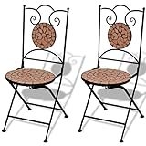 Chaise de Jardin en Terre Cuite mosaïque Chaise de bistrot Ensemble de 2 Design Simple et Pratique, tabourets Modernes Stables et durables Assis à l'extérieur