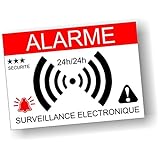 Autocollants dissuasifs Alarme - Surveillance électronique - Lot de 10 - Dimensions 7,4 x 5,2 cm
