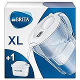 BRITA Carafe filtrante Marella XL blanche + 1 filtre MAXTRA+, réduit le calcaire, le chlore et le plomb pour une eau du robinet plus pure, sans BPA.