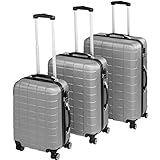 TecTake Set de 3 valises de Voyage de ABS | avec Serrure à Combinaison intégrée | poignée télescopique | roulettes 360° - diverses Couleurs au Choix (Argent| no. 402672)
