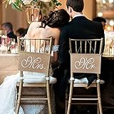 Mr Mrs Jute Décoration de Mariage Bannière de Chaise,M. et Mme chaise de mariage bannière signe,Housse de chaise de bannière de chaise en lin rétro, pour Décoration de Fête de Mariage